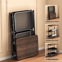 Chariot mobile pliable en bois de style médiéval soigneusement sélectionné, avec roues en fer et design carré – Idéal pour chambre, salon, rangement de collations