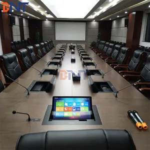 Konferans masası Pop Up LCD monitör kaldırma BNT 17 3 geri çekilebilir dokunmatik ekran