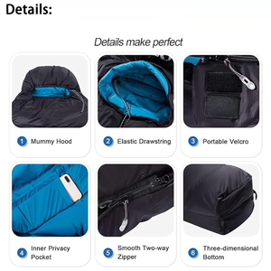 Saco de Dormir Tipo Momia de Poliéster Ecológico con Logotipo Personalizado, para 4 Estaciones, Impermeable, Resistente al Viento, para Clima Frío, para Adultos - Product Image 3