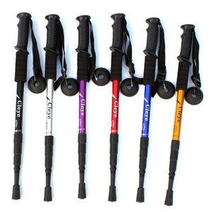 Bastones de Trekking de Aleación de Aluminio Cleye, Cuatro Secciones, Amortiguadores, Mango Recto, Bastones de Senderismo, Equipo para Exteriores - Product Image 1