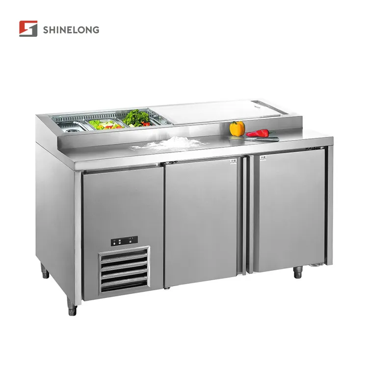 R243 Kulkas Komersial, 2 Pintu Stainless Steel Fancooler Persiapan Pizza