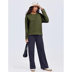 Sudadera Suave de Cuello Redondo para Mujer, Manga Larga, Ligera, Informal, Transpirable, para Yoga, Tejido de Punto, 280 g/m² - Product Image 4