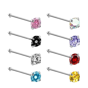 Vente en gros d'anneau de <span class=keywords><strong>nez</strong></span> en alliage de titane F136 de la mode européenne et américaine Zircon épingle à cheveux droite brillante bijoux de piercing - Product Image 1