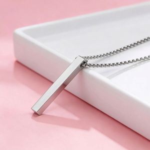 Collier pendentif rectangulaire en acier inoxydable Maille <span class=keywords><strong>gourmette</strong></span> Bijoux pour homme Cadeau de fête - Product Image 4