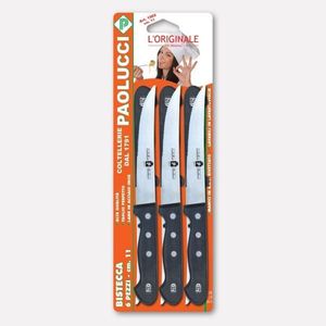 Couteaux à steak Paolucci, lot de 6, lame en acier inoxydable, manche en ABS, ensemble Bistecca - Product Image 1