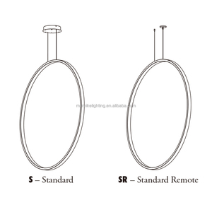 Elegante colgante decorativo Circular LED luces colgantes diámetro 450mm Fondo interior nórdico pared lineal lámparas de bucle suspendido - Product Image 5