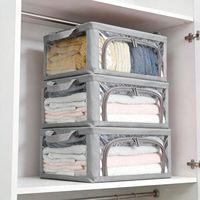 Caixa de Armazenamento Dobrável Moderna e Ecológica em PVC, Organizador de Roupas Transparente com Zíperes Duplos para Armazenamento de Brinquedos e Roupa de Cama