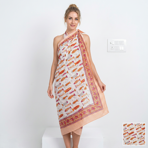 Pareo de algodón de diseño con estampado floral, ligero, para playa, cubrebañador, para resort, vacaciones, boutique, moda, venta al por mayor - Product Image 1