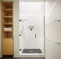 Charnières DETECH en acier inoxydable à 180 degrés mur-verre pour portes de douche modernes en verre trempé sans cadre, épaisseur 5 mm, installation facile
