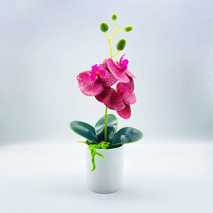 Qi Xing Artificial Phalaenopsis Orchid <b>30cm</b> Soft PVC <b>Potted</b> <b>Plant</b> For Home Decor - Product Image 1