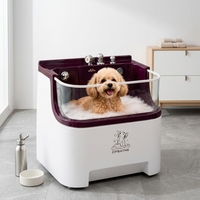 Baignoire de toilettage de luxe 5 étoiles pour animaux de compagnie en acrylique laiteux à micro-nano bulles, autoportante et empilable, pour hôtels pour animaux, maisons d'hôtes et spas