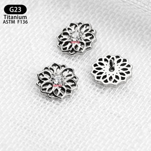 <b>Titanium</b> Flower <b>Stud</b> Earrings F136 8mm Inlaid Zircon Cartilage Piercing Jewelry G23 - Product Image 4