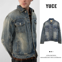 Veste en jean pour homme YUCE, très vendue, de qualité supérieure, 100% coton, écologique, légère, coupe-vent, logo personnalisé