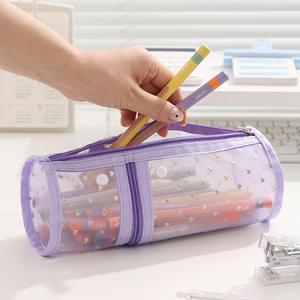 Custom Transparent Mesh Portable Travel Makeup Brushes Holder <b>Large</b> Capacity Cosmetic <b>Bag</b> Lace Round Makeup Storage <b>Bag</b> - Product Image 4