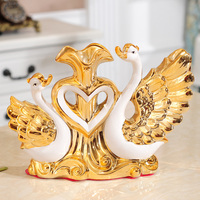 Vase cygne en céramique pour décoration de la maison armoire de salon table cadeau créatif oeuvre en porcelaine