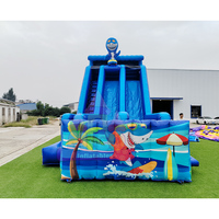 Toboggan gonflable sec double piste extérieur en PVC de qualité commerciale, écologique, pour enfants et adultes, thème requin, château gonflable avec toboggan