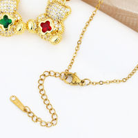 Collier Pendentif FY Fashion Jewelry Plaqué Or Zircon Cubique Entièrement Sertie de Diamants, Motif Trèfle, Cœur et Ours Mignon