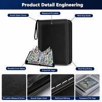 Binder Kartu Trading 9 Kantong Tahan Air dengan Ritsleting, Album Kartu Kulit PU 9 Grid, Halaman PP, Pengisian Samping, 900 Kartu Koleksi TCG