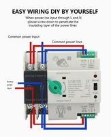 Saklar Transfer Otomatis (ATS) Guozhen GZQ5 DIN Rail 4-Pole Dual Power Single Phase 63A AC220V <50ms untuk Penggunaan Industri dan Rumah Tangga