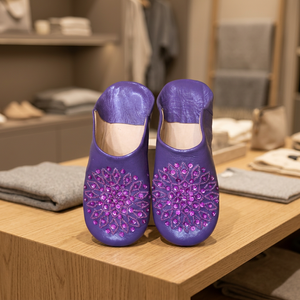 Zapatillas de Primavera Unisex de Piel Genuina Morada, Transpirables, Ligeras, con Pedrería, Diseño Floral, Punta Puntiaguda, Entresuela Acolchada de Espuma - Product Image 4