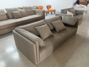 طقم أريكة حديث مربع الشكل بثلاثة مقاعد مصنوع من قماش ثنائي اللون متين مع وسائد مميزة مبطنة لغرفة المعيشة وديكور المنزل - Product Image 6