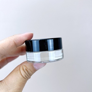 Mini Round Cosmetic Jar 5g 10g Glass Blush Lip Balm Pot Transparent Glass Eye Cream Jar with Black White Lid - Product Image 5