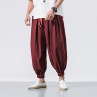 Pantalon d'été décontracté pour homme, style ample, taille plus, en lin chinois, type Harem