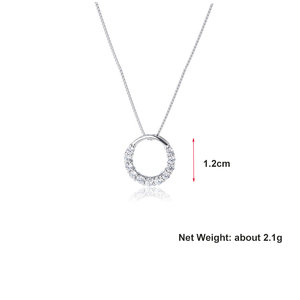 จี้รูปวงกลมแบบวงแหวน จี้รูปวงแหวนกลวงสำหรับผู้หญิง คลาสสิก เงินแท้ S925 ประดับเพชร CZ ทรงเหลี่ยม สร้อยคอคลาวิเคิลสำหรับสาวๆ เครื่องประดับ - Product Image 3