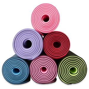 Tapis de yoga rectangulaire pliable bicolore en TPE 6 mm, écologique, pour adultes, enfants et étudiants, allongé 183 cm, élargi 61 cm - Product Image 1