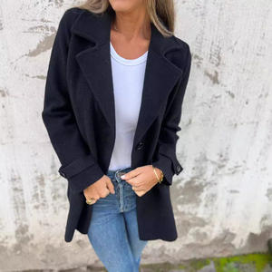 Pour <span class=keywords><strong>Amazon</strong></span> 2025 femmes veste en laine Long Cardigan bouton unique européen américain transfrontalier Style décontracté lâche revers XS pour - Product Image 1