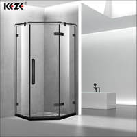 Cabine de douche carrée en aluminium noir mat avec portes coulissantes en verre, design moderne, certifiée CE, garantie 3 ans, pour salle de bain d'hôtel