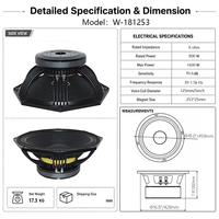 Haut-parleur de basses professionnel de 18 pouces, 800 W RMS, 8 ohms, avec bobine vocale de 100 mm et boîtier métallique, pour système de sonorisation de scène