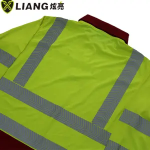 2 Tone Polo High Visibility Safety T-shirt Sleeved T-shirt Polyester Heat Transfer Reflective Tape Men T Shirt With Logo