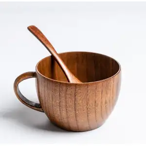 Tasse en bois de cuisine japonaise, pour café, thé, bière, jus de lait, d'eau, primaire fait à la main, bois naturel