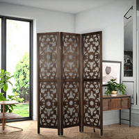Paravent en bois brun exquis à 3 panneaux, paravent rétro, design rétro pour la décoration de la maison, paravent tendance