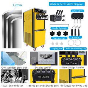 <span class=keywords><strong>Appareil</strong></span> commercial professionnel <span class=keywords><strong>pour</strong></span> la fabrication de glaces molles, de gelato et de glaces crémeuses avec pompe à air et sirop de confiture - Product Image 4