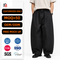 Herrenhose Schwarz Baggy Weites Bein Locker Sitzend Streetwear Fallschirmhose Maßanfertigung