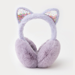 Orejeras de Invierno Creativas Estilo Coreano, Orejeras de Gato con Diseño de Arena Movediza, de Felpa de Poliéster, Lindas para Adultos - Product Image 3