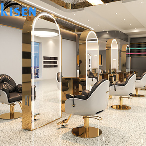 Mueble de exhibición de acero inoxidable KISEN para salón, tocador y estantes de almacenamiento con LED bidireccional para maquillaje en el baño, para uso en barberías. - Product Image 6