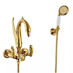 Douche murale rétro européenne en forme de cygne doré avec douchette téléphonique HD-TF020 Swan - Product Image 5