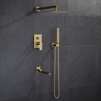 Legokingones douche carré salle de bain, salle de bain-douche en or brossé, robinet de douche à pluie mural ou plafond