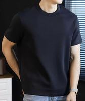 T-shirt Homme Col Rond Grande Taille en Mélange Modal Tricoté 315G, Uni, Écologique, Respirant, Coupe Ample, Impression Sérigraphique Personnalisée, Vierge