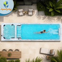 Piscina de Natación Infinita de Lujo, Spa de Acrílico con Sistema de Control Balboa y Jets de Masaje para Jardín de Villa Moderna