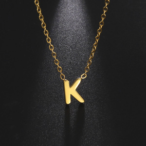 Collier initial 26 lettres en gros, plaqué or, acier inoxydable, ne ternit pas, pendentif alphabet délicat, bijoux personnalisés - Product Image 4