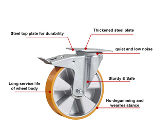 6 8 Zoll Industrie fabrik Direkt liefern PU und Aluminium Schwenk platte abschließbare europäische Hoch leistungs rolle - Product Image 4