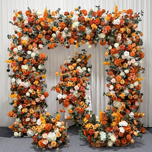 Arreglo Floral de Hortensias y Larkspur en Tono Naranja Rústico Otoñal, Decoración para Banquetes de Boda - Product Image 4