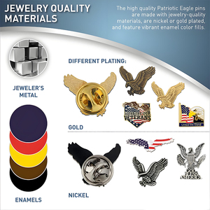 LOW-MOQ personnalisé aigle volant propagation-ailes Badge doux émail métal épinglette Vintage européen aigle Look hommes costume accessoire épingles - Product Image 4