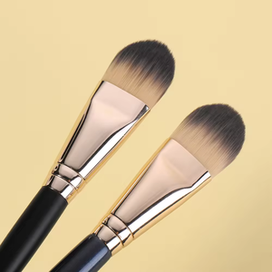 Pinceau de maquillage professionnel de haute qualité, 2 pièces, poils synthétiques, manche en bois, pinceau pour estomper la crème, pour le fond de teint - Product Image 6