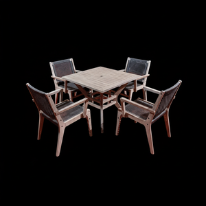 OVE Ensemble de mobilier d'extérieur moderne 4 chaises confortables avec accoudoir Conception portable Matériau en bois durable pour hôtels appartements jardin - Product Image 1