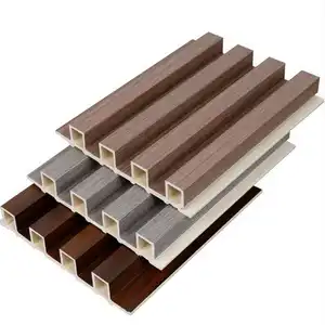モーデンデザインアンチUVクラッディングボード取り付けが簡単木目調木材プラスチック複合WPC壁パネル $3.45-$3。